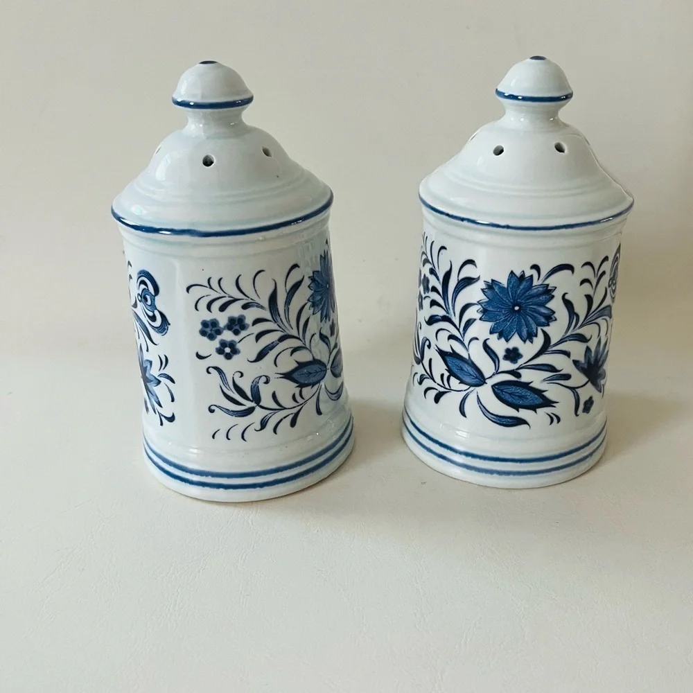 Ceramic Blue Floral Salt and Pepper Shaker Set
